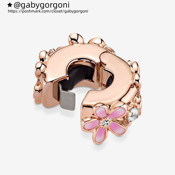 Pandora Pink Daisy Spacer Clip Charm - Picture 2 of 5